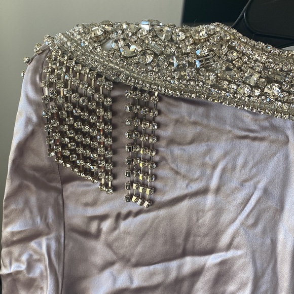 Alessandra Rich Crystal Embellished Lavender Silk Gown Size 36 - Picture 8 of 12